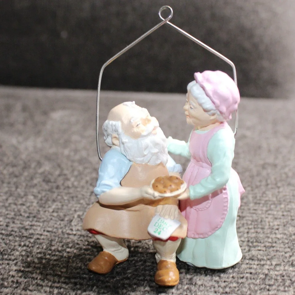 Hallmark Christmas Ornament Small Multi Good 1987 Santa Mrs Claus Cookies